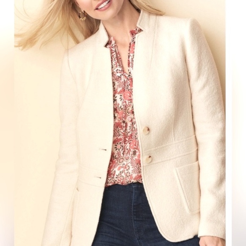 Talbots Cream Textured Two-Button Blazer - Picture 2 of 16